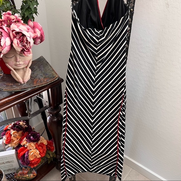 Vintage Rampage Body Con Black/White Stripes Halter Dress - Picture 5 of 7